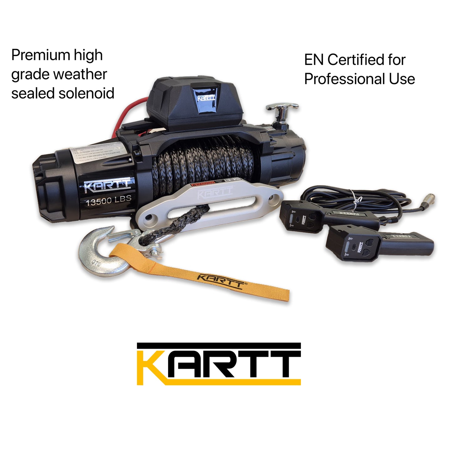 13500 lbs 12v Electric Winch Synthetic EN Certified