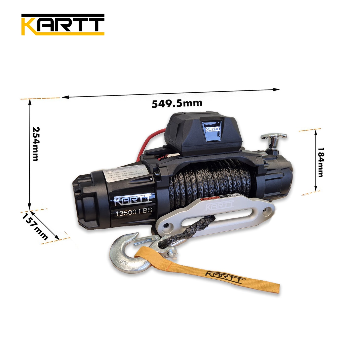 13500 lbs 12v Electric Winch Synthetic EN Certified