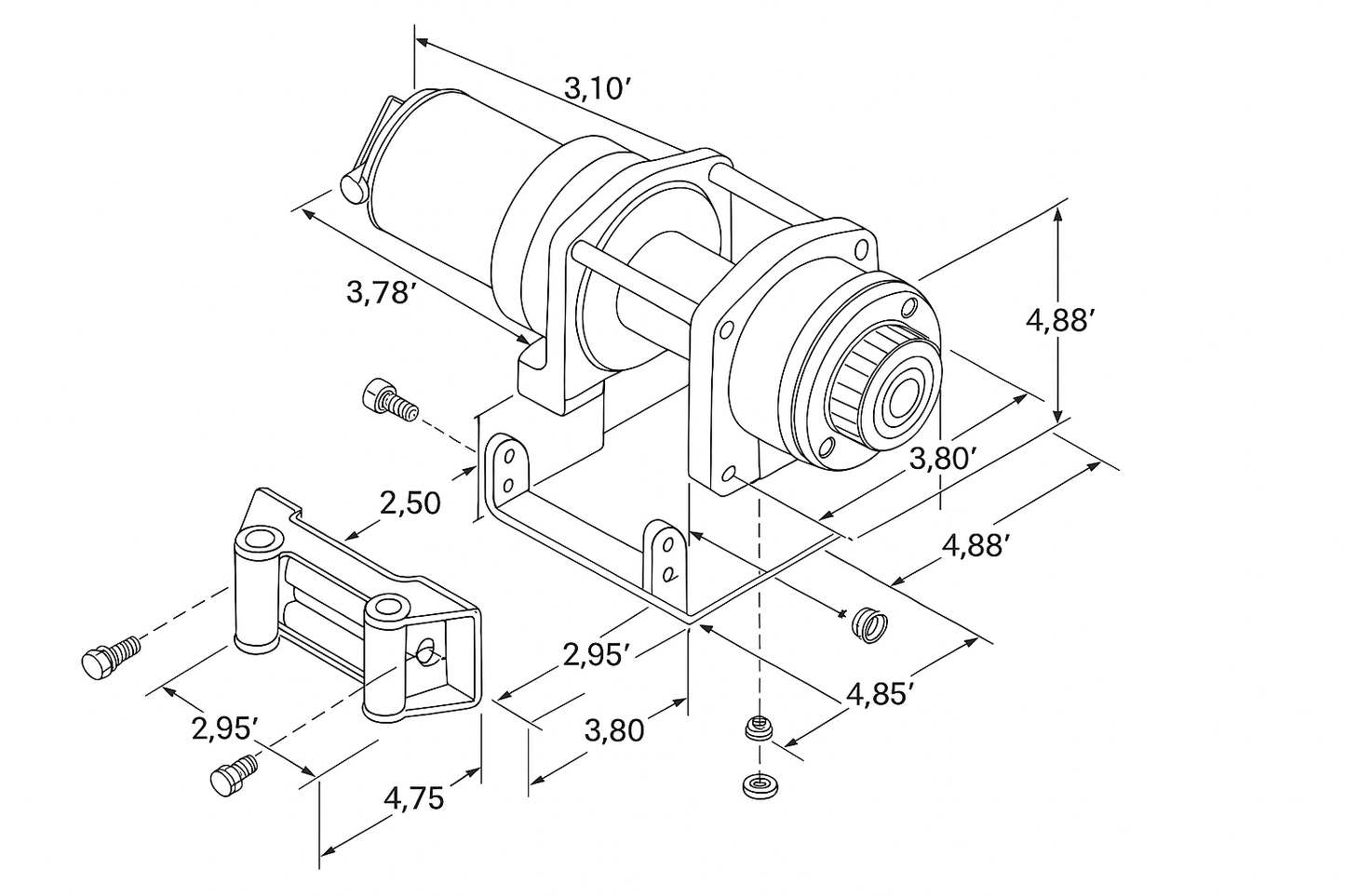 1500 lbs 12v Electric Winch Steel Wire