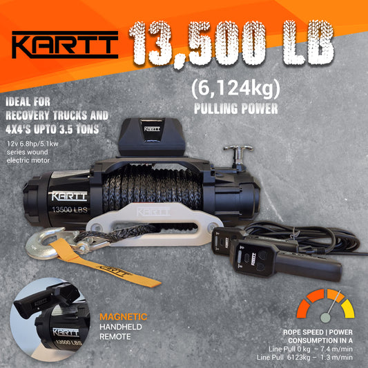 13500 lbs 12v Electric Winch Synthetic EN Certified