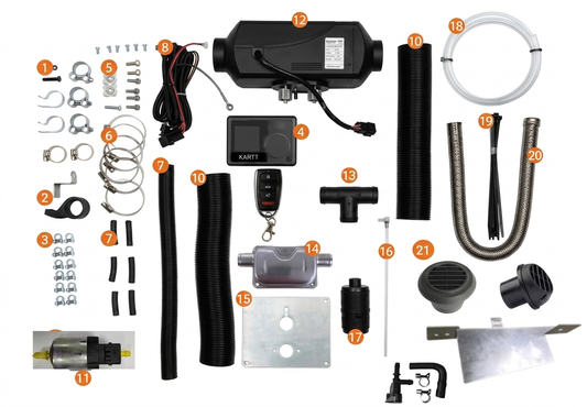 KARTT ABM Sleep Easy Diesel Heater 2kW, VW T5/6 Comprehensive Installation Kit with Smart Controller and Fob