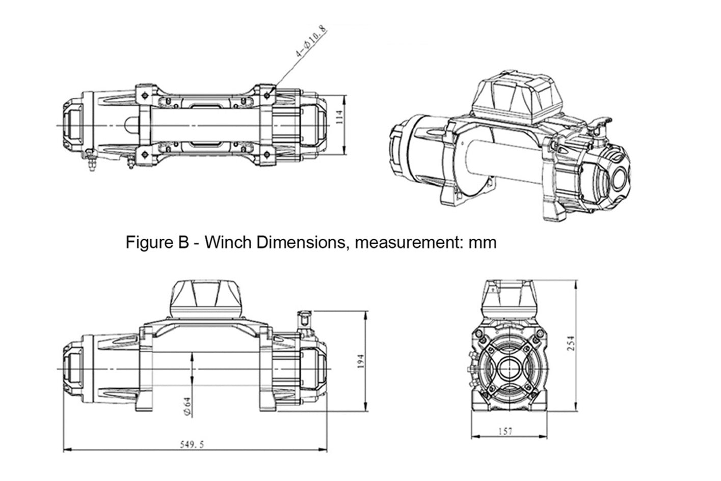 13500 lbs 12v Electric Winch Synthetic EN Certified