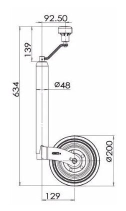 48 mm Jockey Wheel - Steel Rim High Handle- Max Nose weight: 150 kg