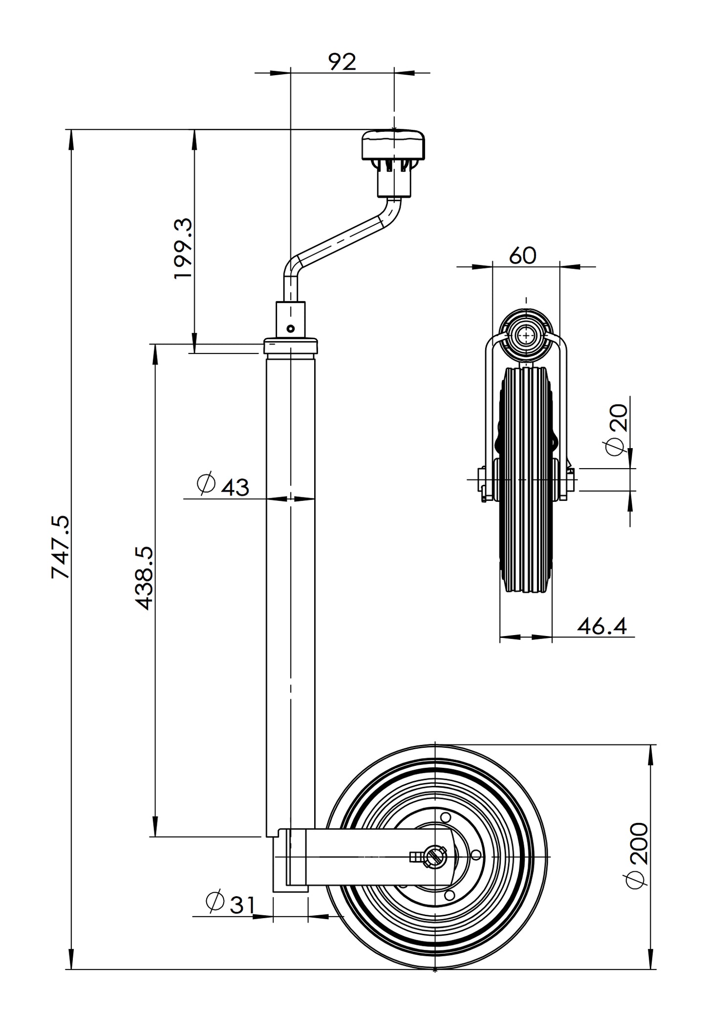 C42L - 42mm with Turn-Lok, Steel Rimmed Wheel 50mm (CW006)