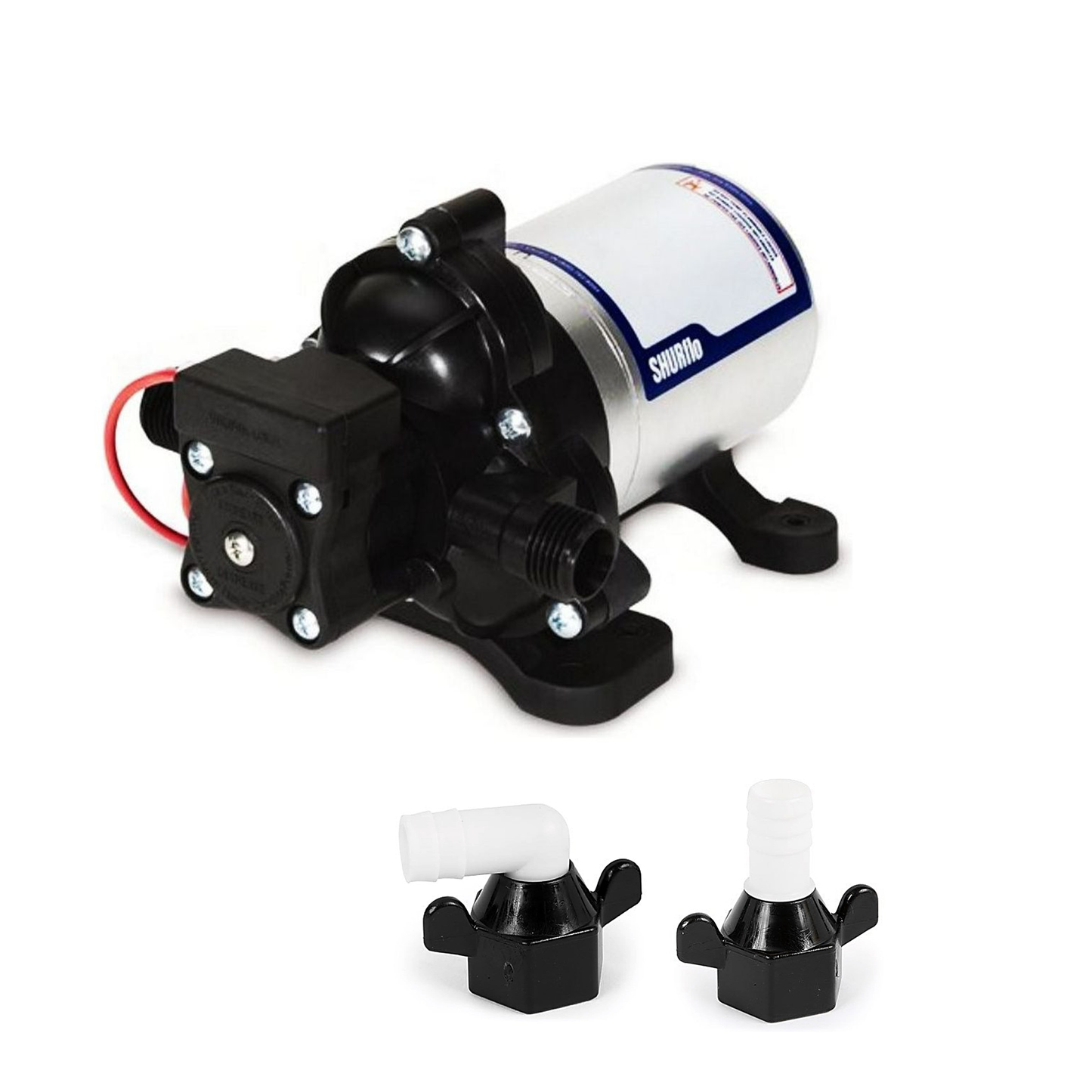 Shurflo Trail KIng 12V 7L 20 PSI Pump and 2 x 90 ° 10mm adapters